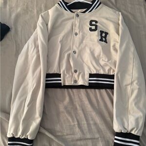 SH Cream Varsity Jacket with Black Accents